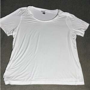 Christopher & Banks Women's XL White Scoop Neck Short Sleeve Knit Top